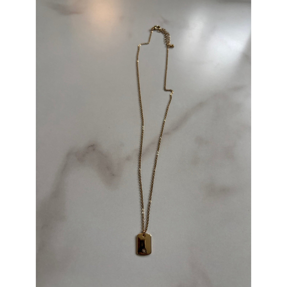 gold-toned dog tag pendant necklace - Picture 2 of 2